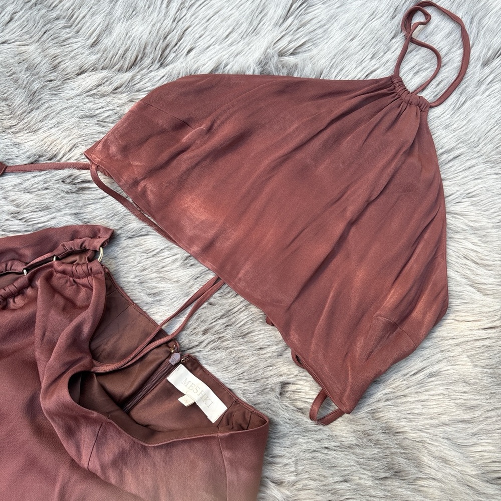 Meshki Copper Halter Top and Skirt Set